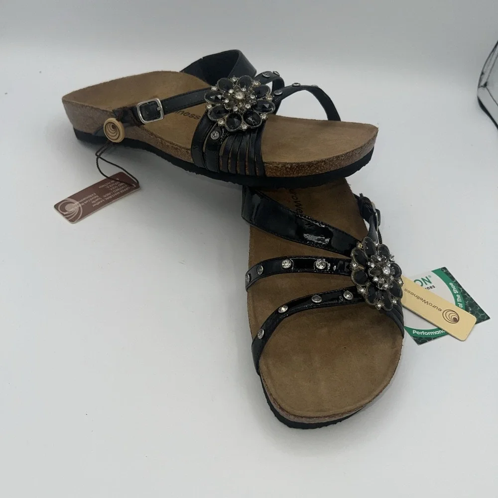 New Eurowellness balance sandal, womens size 9 /40  Gweneth‎ Black leather